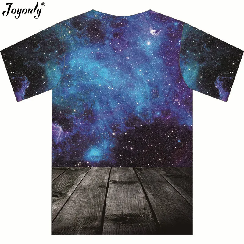 Joyonly T-shirt for children 2018 summer short sleeve T-shirts for girl boys blue red color galaxy night space funny tshirt tops