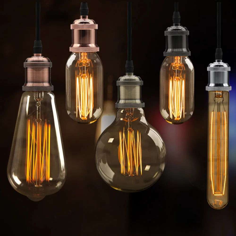 Modern Aluminum Pendant Lights E27 Lamp Holder 110V 220V LED Lights Incandescent Vintage Retro Edison Bulb Decor Hanging Lamp