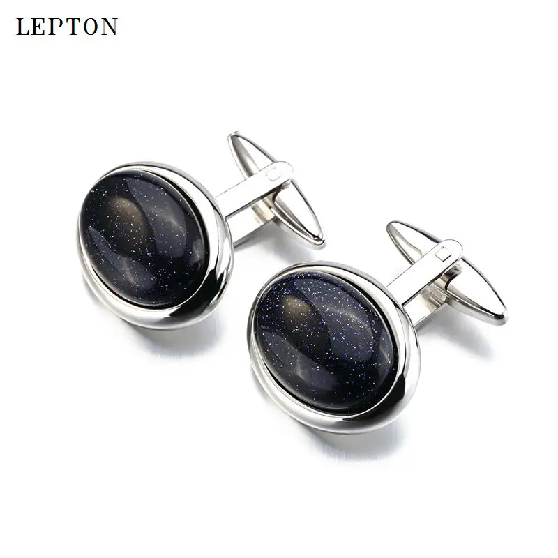 Hot Luxury Red Onyx Cufflinks for Mens Shirt Cuffs Cufflink Lepton High Quality ellipse Stone Cuff links Lepton Jewelry gemelos