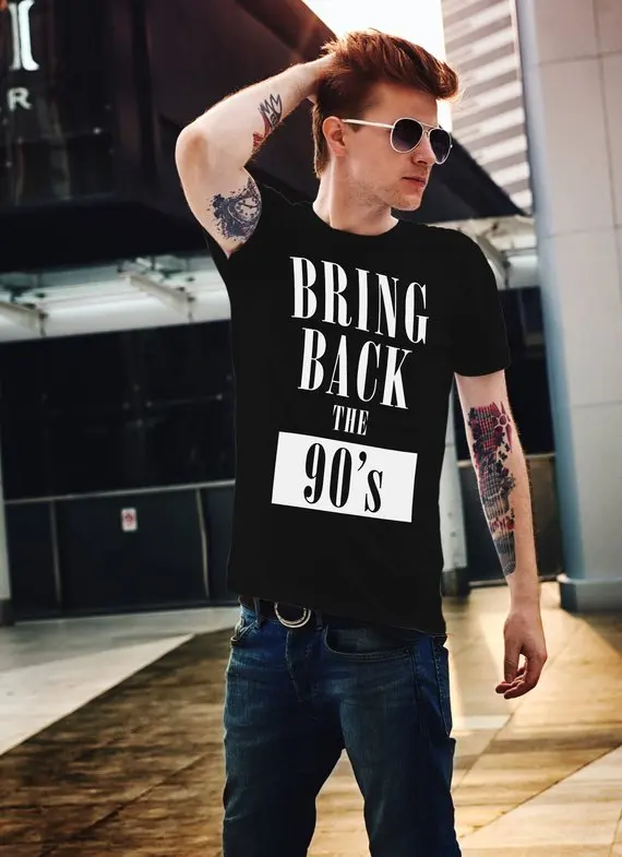 

Sugarbaby Bring Back Футболка 90-х Tumblr Футболка 90-х Модные повседневные топы с круглым вырезом Модная футболка с коротким рукавом Мужская футболка