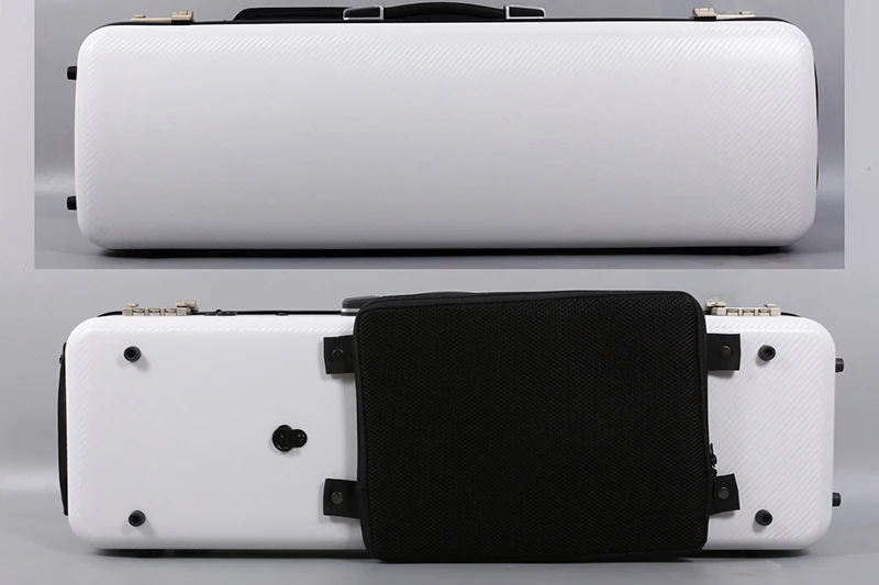 High Quality Violin Case White Color carbon Fiber Strong Light 2.1kg Weight With Music Sheet Bag Code Lock