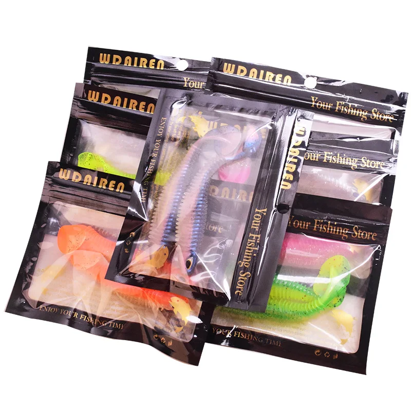 Proleurre shad Soft Lures 80mm 110mm Artificial 3D Eye Two color silicone Baits Fishing Lure leurre silicone Bait T Tail Wobbler