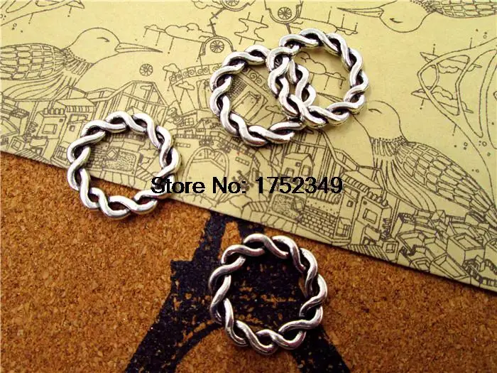 

20pcs--Connector Charms Antique Tibetan Silver Tone Woven Circle,woven cricle charm pendant 20mm