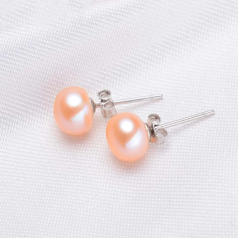 Pearl Stud Earrings Push Back Natural Freshwater Pearl Earrings Fashion Jewelry Stud Earrings for Women