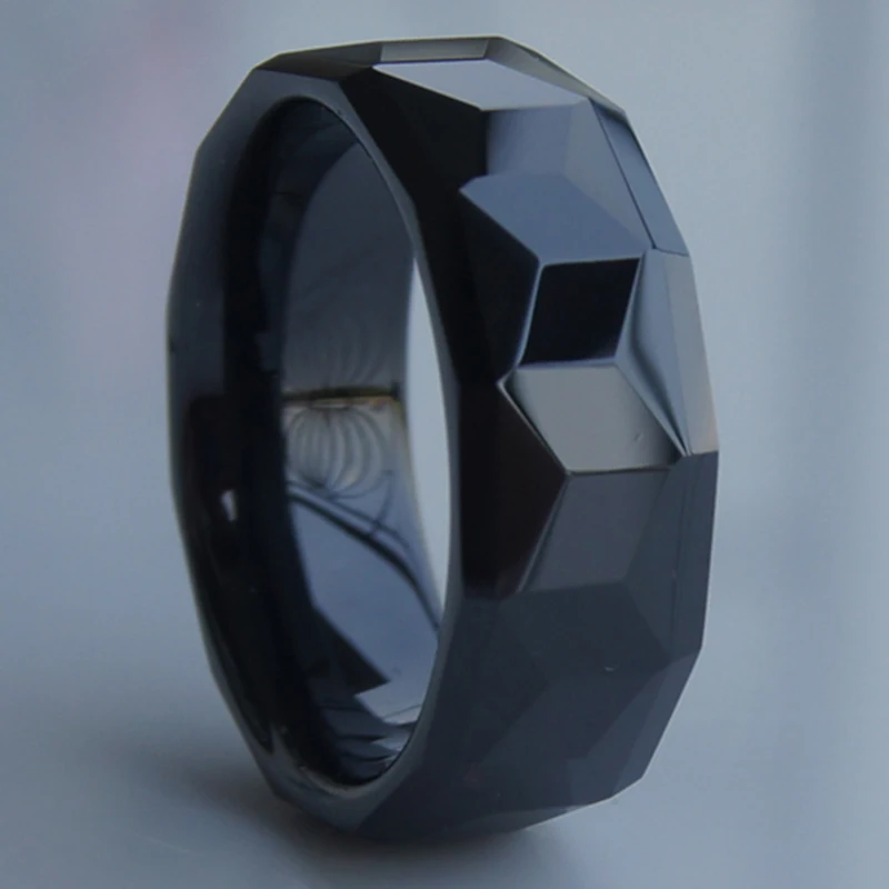 cool facet  black  8mm  hi-tech scratch proof ceramic ring