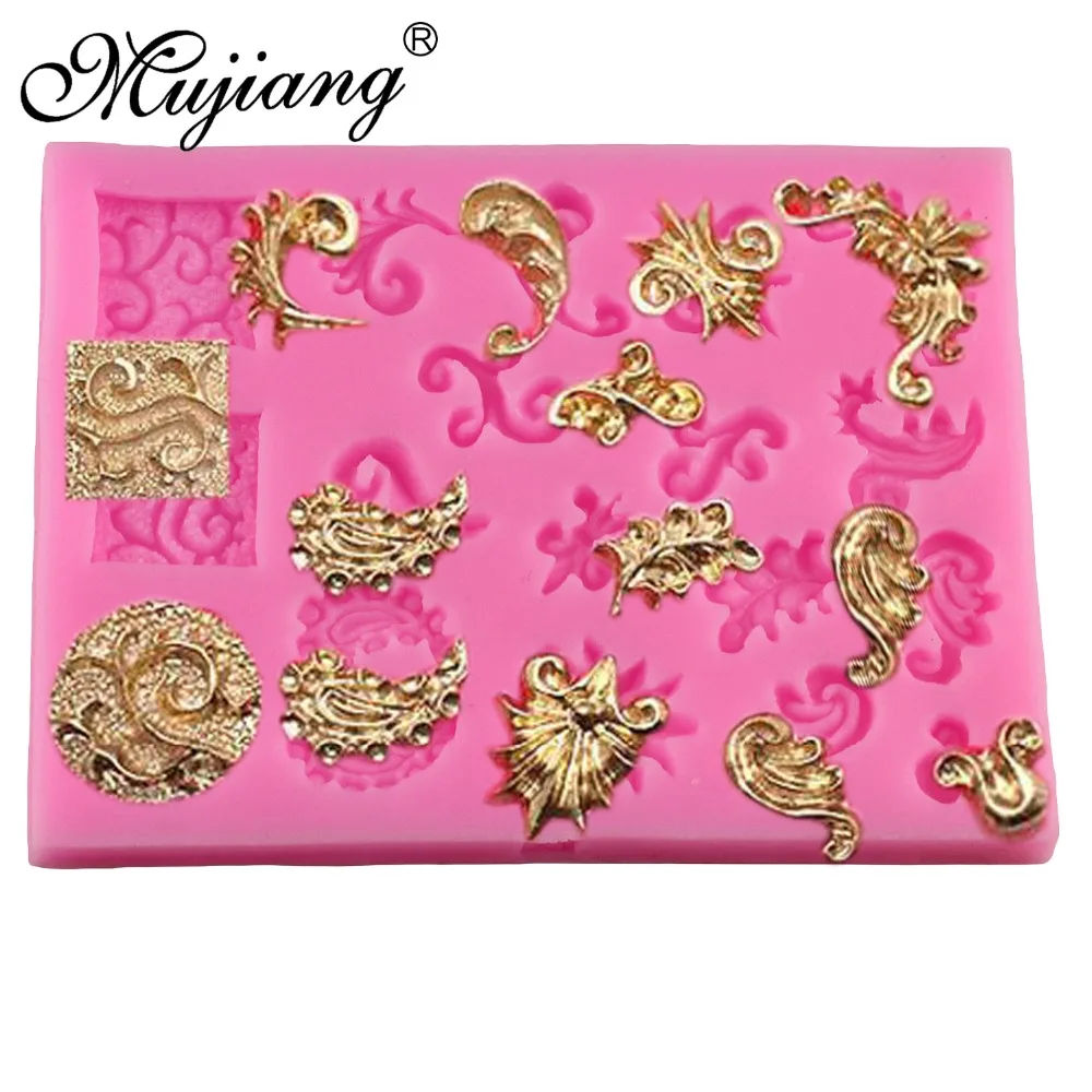 Mujiang Baroque Scrolls Silicone Fondant Molds Cake Decorating Tools Flower Vine Cupcake Candy Chocolate Sugar Craft Moulds