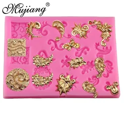 Mujiang Baroque Scrolls Silicone Fondant Molds Cake Decorating Tools Flower Vine Cupcake Candy Chocolate Sugar Craft Moulds