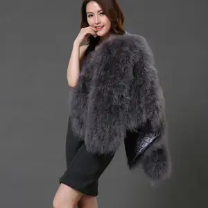 سترة طويلة الأكمام للنساء مثير صوف النعام الحقيقي تركيا الفراء معطف أسود ريشة حقيقية قصيرة بالإضافة إلى حجم مهرجان الشتاء 5XL ، 7XL أفضل 10 معاطف مبيعا من تركيا - رقم 9