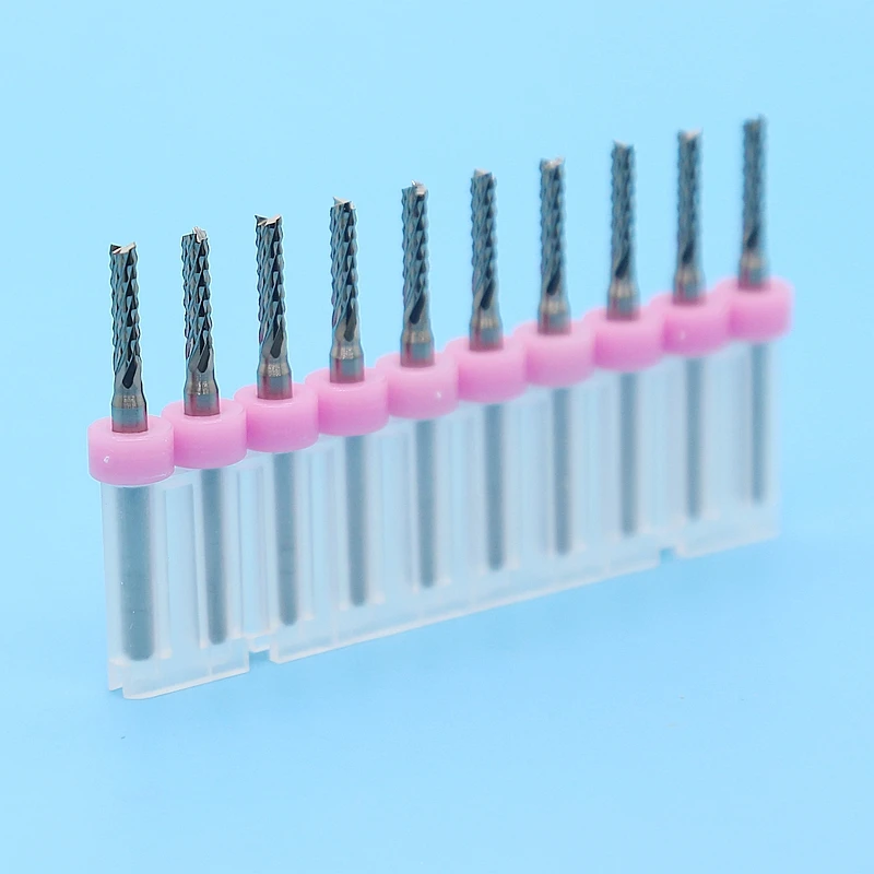 PCB คาร์ไบด์เครื่องมือ end mill 2.5 มิลลิเมตร 2.6 มิลลิเมตร 2.7 มิลลิเมตร 10 ชิ้นข้าวโพดเครื่องกัดโลหะ CNC router ไม้เครื่องมือ PCB เจาะบิต
