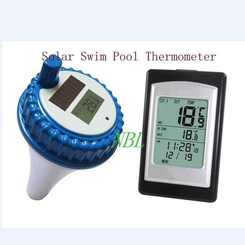 Solar Powered Digital Wireless Swimming Pool Thermometer SPA Floating Temperature Meter With 3 Channels/Time Alarm/Calendar