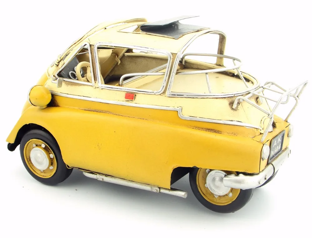 Antique classical car model  1957 ISETTA  300 retro vintage wrought metal crafts for home/pub/cafe decoration or birthday gift