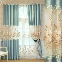 Elegant luxury villa garden embroidered Window curtains for living room bedroom hotel kitchen 4 beautiful luxury curtain colors