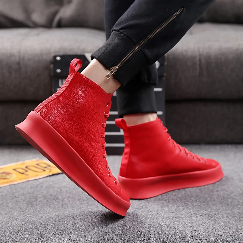 2018 Spring New Style Fashion Ankle Boots Men Red White Shoes Handmade Genuine Leather Luxury Personalized Original Design Boots