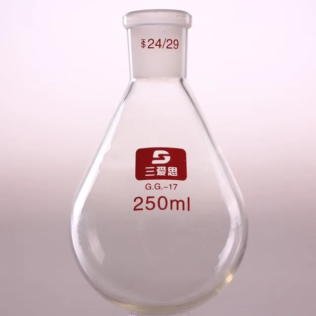 29/32 250ml borosilicate reaction flask Eggplant-shaped flask laboratory glasses