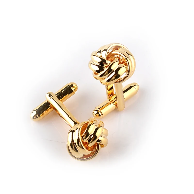 High Quality Knot Cufflinks For Men Shirt Cufflinks Gold Silver Plated Business & Wedding French Shirt