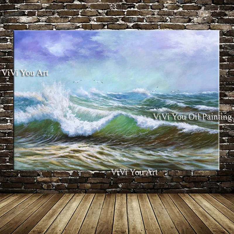 Handmade Sunsets Natural Sea Beach oil painting seascape Canvas Painting Panorama Scandinavian Wall Art Picture for Living Room