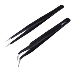 2pcs/lot Anti-static Precision Tweezers Set Pinzas Pincet Stainless Steel ESD Tweezer Electronics Repair Tools