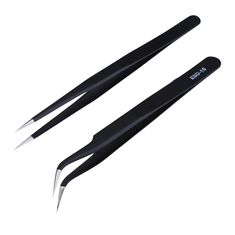 Stainless Steel Precision Pinças Grupo Esd Pinça Esd Pinça Ferramentas de Reparação Eletrônica Anti-static Pincet Pcs por Lote