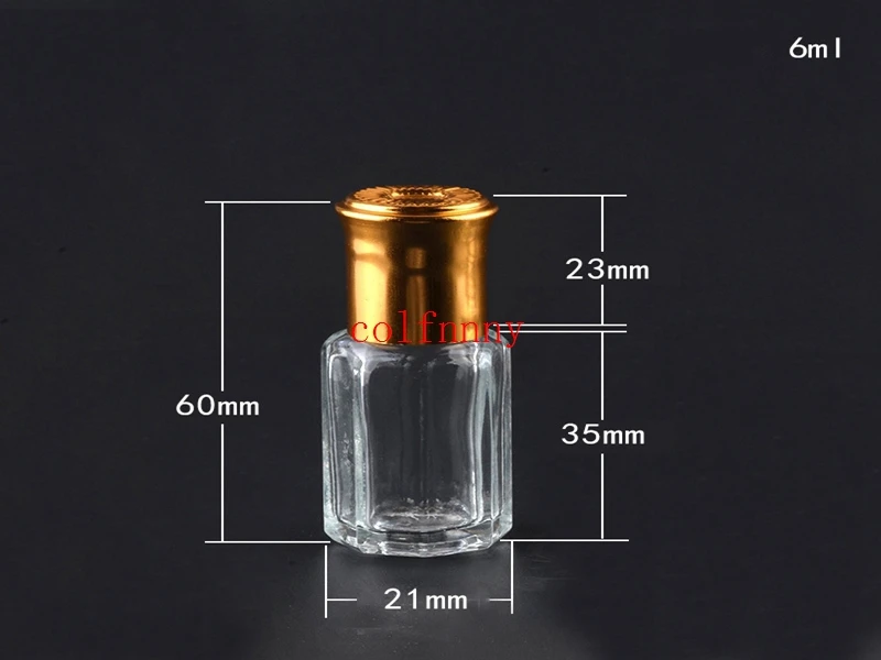 3ml 6ml 10ml 12ml garrafa de vidro octagonal com tampa de ouro, rolo na garrafa, frascos de rolo de perfume, embalagem de óleo essencial