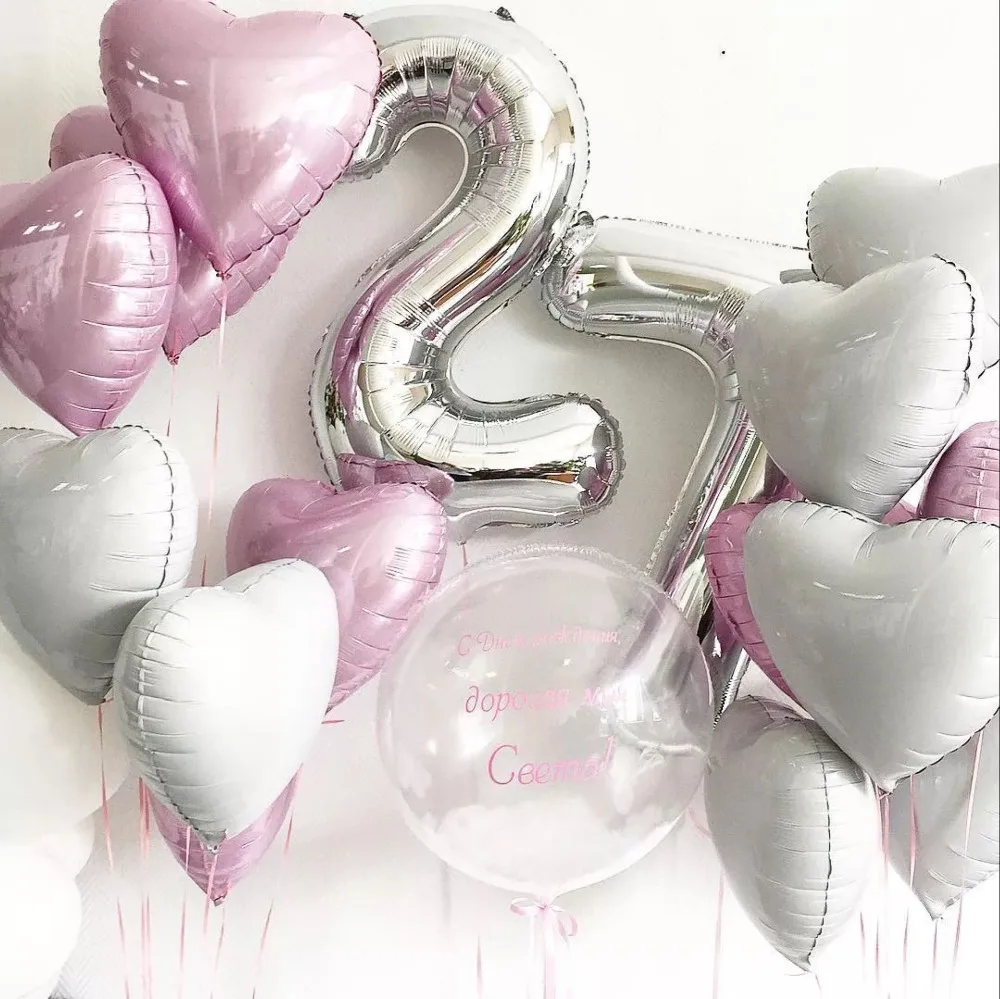 S0ar – ballon en feuille d\'aluminium en forme de coeur rond de 18 pouces, ballon à hélium, mariage, anniversaire, fête de noël, décoration,