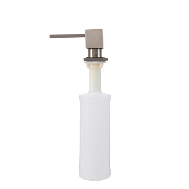 Square deck mounted soap dispenser kitchen sink suitable stainless stell material surface brushed Liquid detergent holder