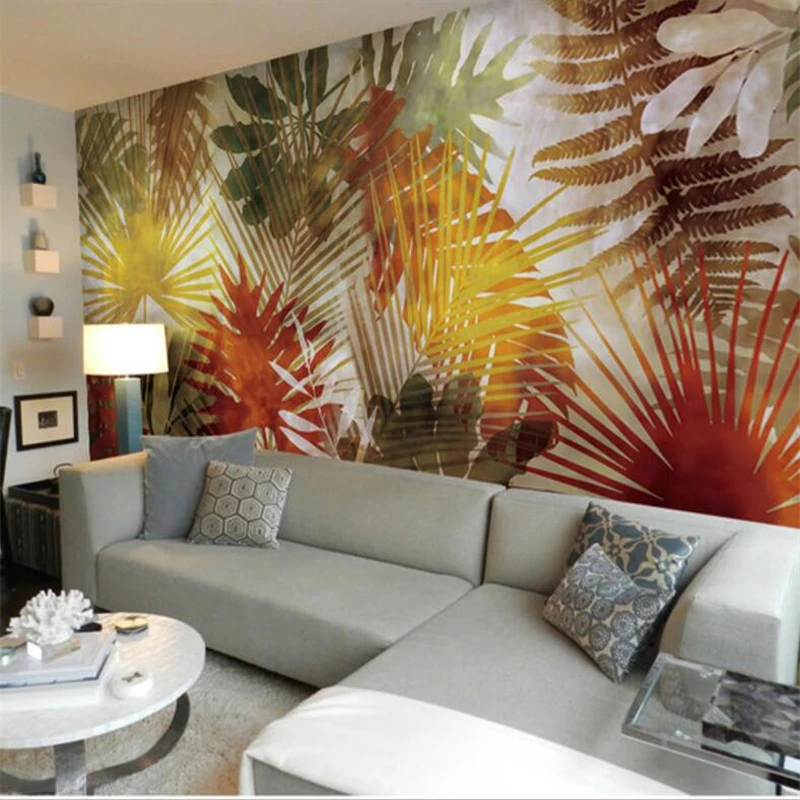 

wellyu papel de parede Custom wallpaper Southeast Asian style palm tree leaf art mural background wall paper papel parede