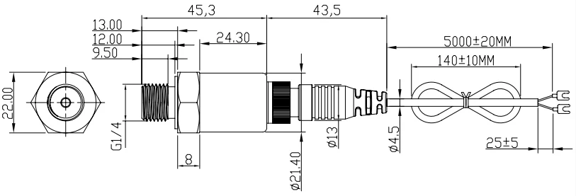 IP68 Pressure Transmitter Transducer Sensor for Non-Corrosive Medium