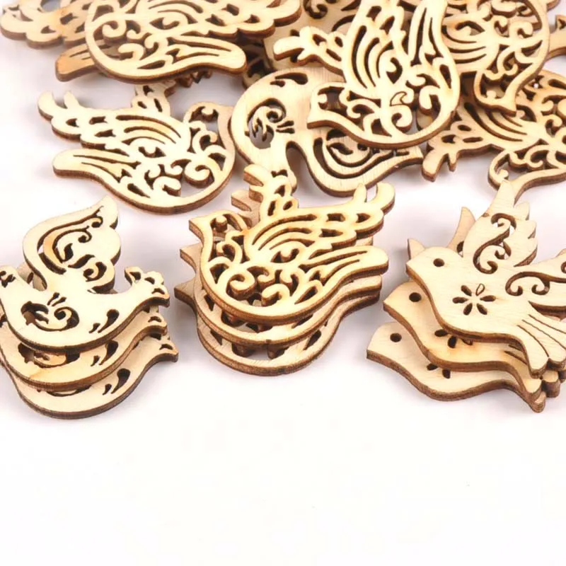 25pcs mixture Wooden Crafts creativity pigeon Pattern Scrapbooking Crafts wood decoration for Home Decoration m1566x