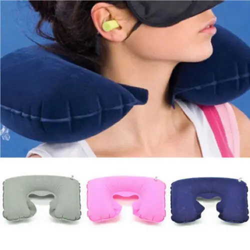 Foldable U shaped Neck Support Pillow Inflatable Cushion Travel Air Plane Sleep