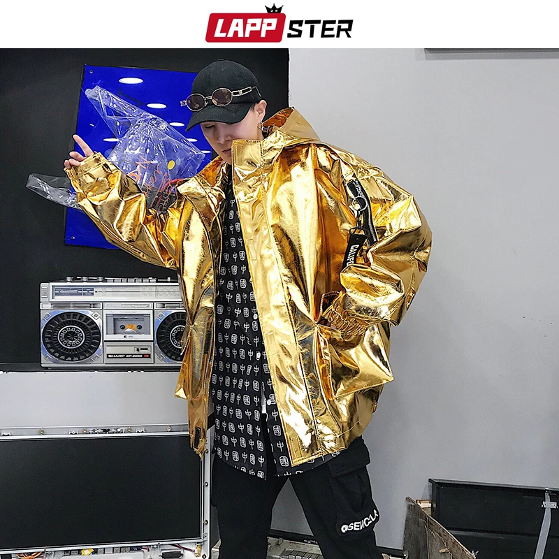 LAPPSTER Men Streetwear Reflective Bomber Jacket 2023 Mens Hip Hop PU Jacket Windbreaker Fashion INS Varsity Jacket Coats