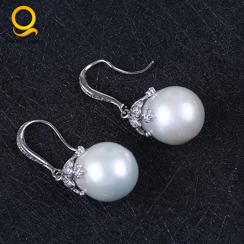 big 13-16mm baroque white reborn freshwater pearl stud earrings 925 sterling silver