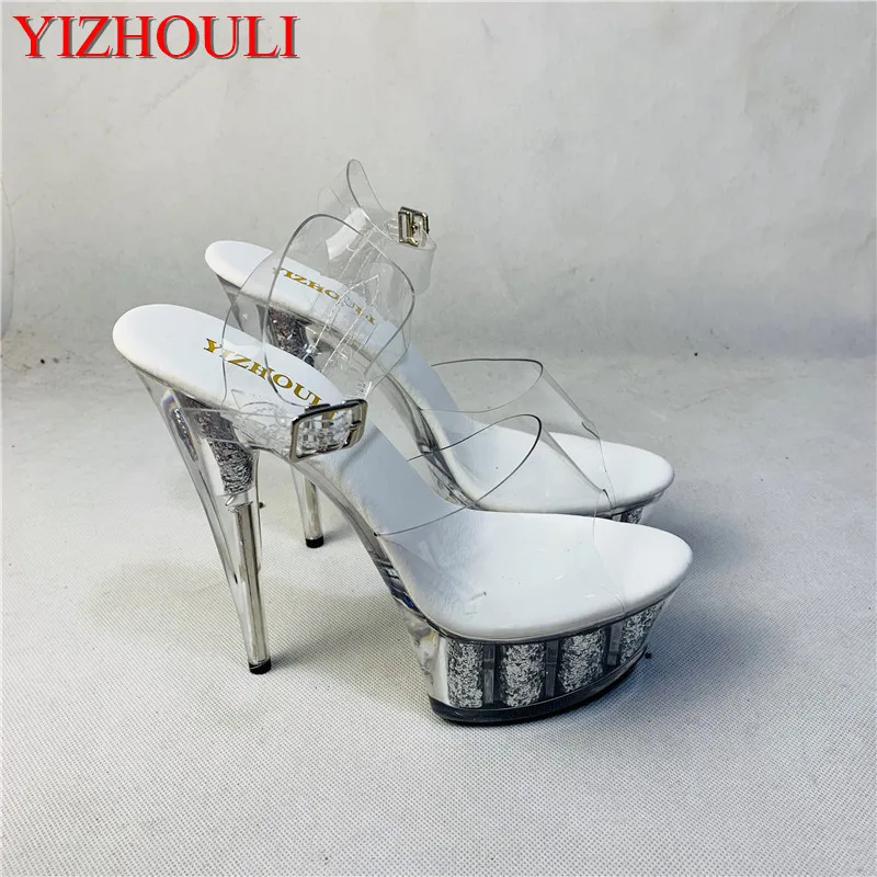 

Sexy, shiny, see-through platform shoes and 15cm high-heeled sandals for summer fashion shows