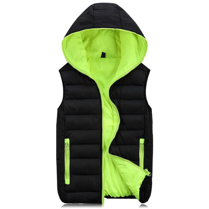 2024 New Spring Autumn Sleeveless Jacket for Men Fashion Warm Hooded Male Winter Vest Light Plus Size Mens Work Vests Waistcoat