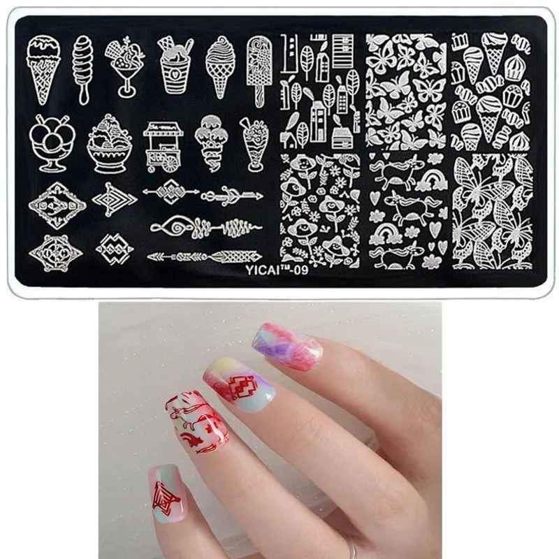

1pc Icecream/Butterfly Style Nail Art Stamping Plate YICAI-09# Summer Series Nail Art Image Stamping Plate estampado de placas