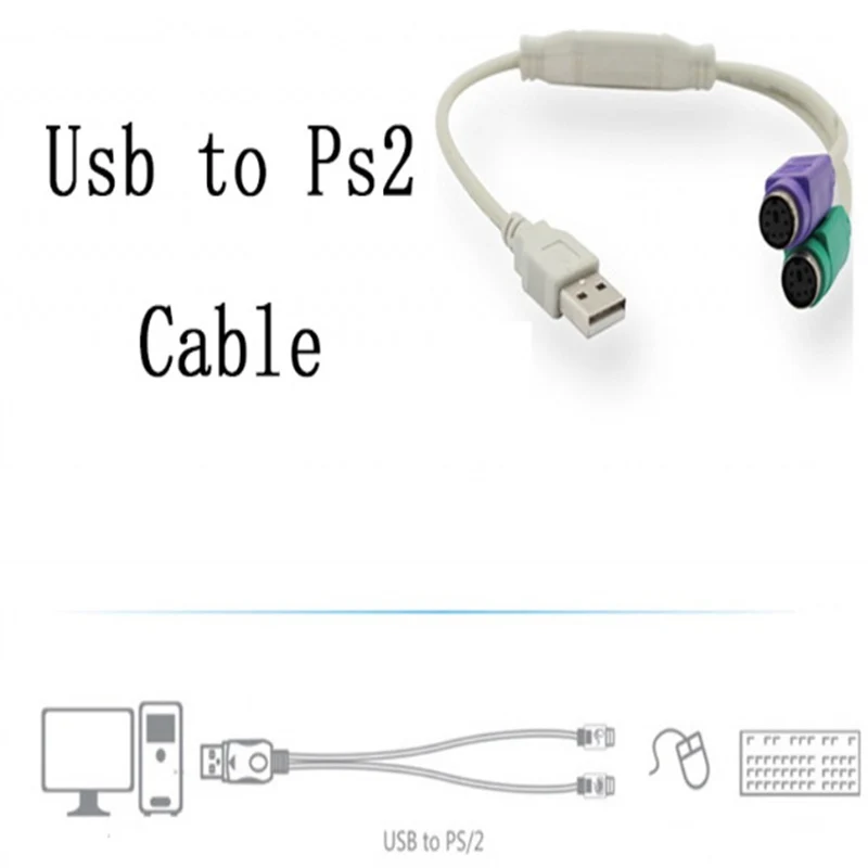 1PC USB Male To PS/2 PS2 Female Converter Cable Cord Converter Adapter Keyboard