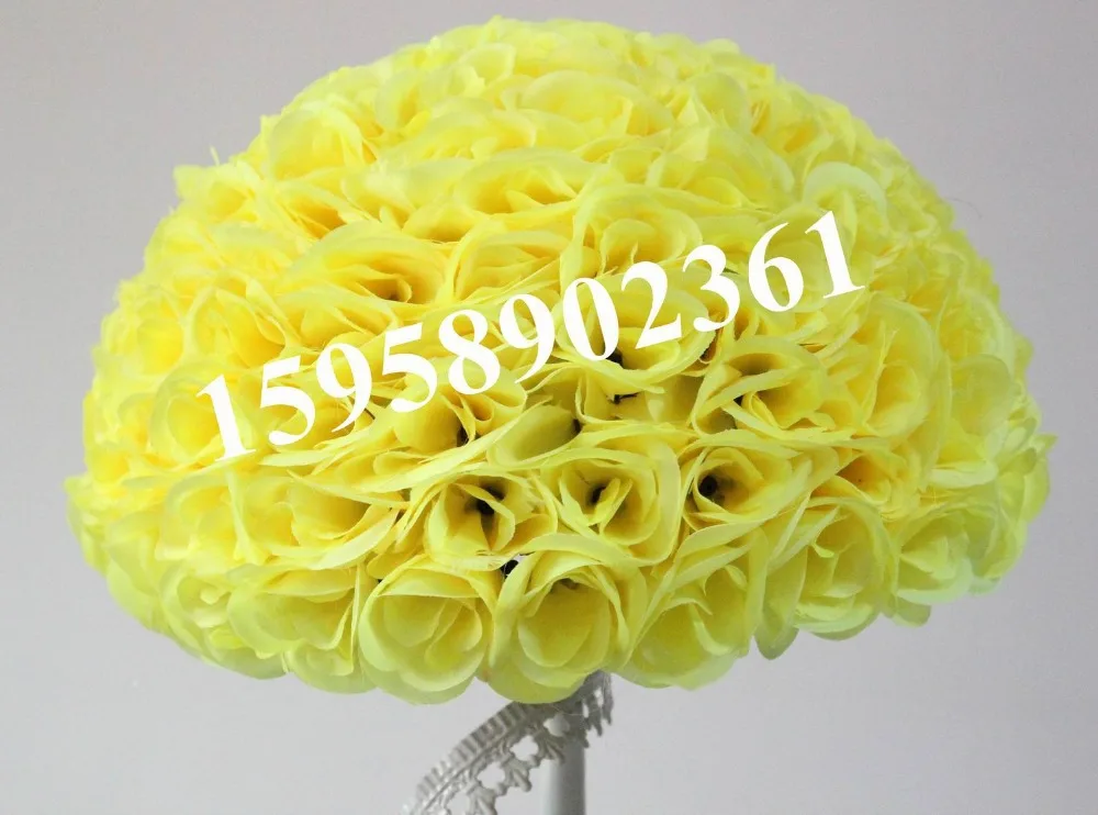 SPR 40cm*4 pcs Rose kissing ball artificial silk flower wedding decoration yellow color