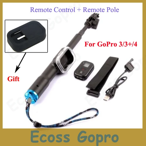 For GoPro Remote Telescopic Pole 33-99cm monopod tripod+ Remote Control+Silicone Case For GoPro Session Hero 5 4 3+3 Accessories