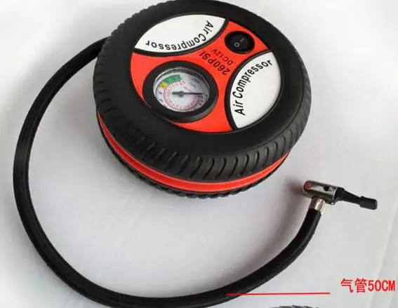 

12V car use mini 19 cylinders quality Air pump tyre inflator round tyre shape 260PSI charging auto pump 5-10 minutes 16X5cm