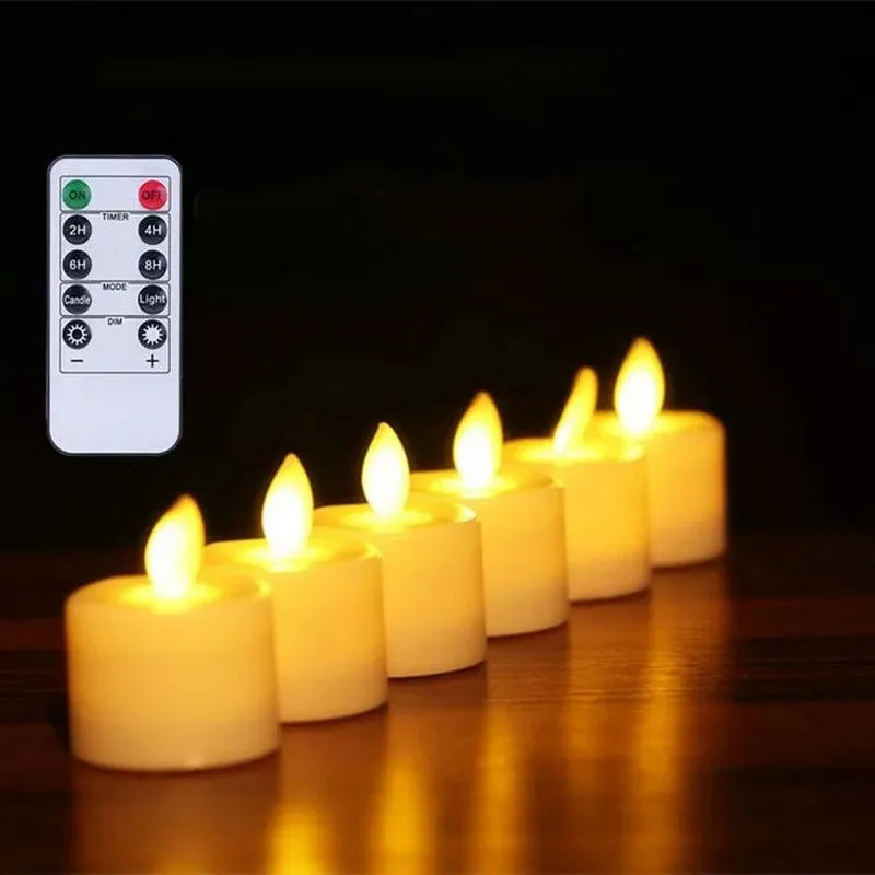 

36pcs Remote controlled LED TeaLight Candle Battery operate Dancing wick Electric pillar votive lamp Wedding Xmas party decor