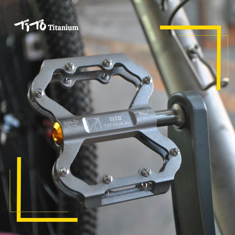 TiTo Ultralight Pedal Titanium Bicycle Pedal Titanium Alloy Axis Bike Pedals MTB Cycling Titanium Bike 1 Pair Titanium Pedal
