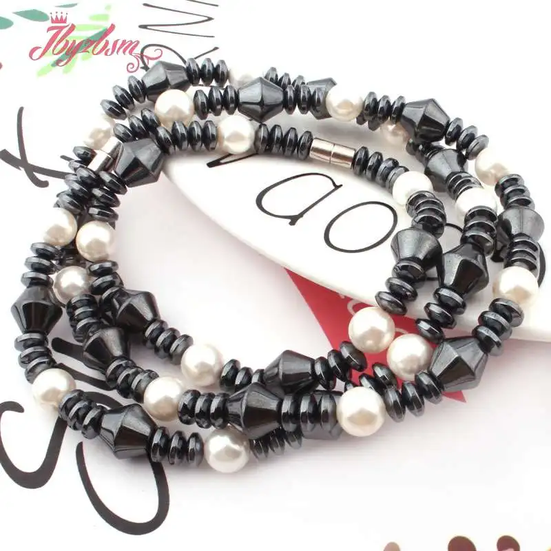 Black (No Magnetic) Hematite Natural Stone Beads For Woman Tribal Fashion Jewellery Necklace 21