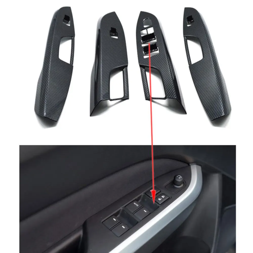 

BBQ@FUKA New Carbon Fiber Color Window Lift Switch Panel Cover Trim For Suzuki Vitara 2016 ABS Window Lift Switch Panel Cover