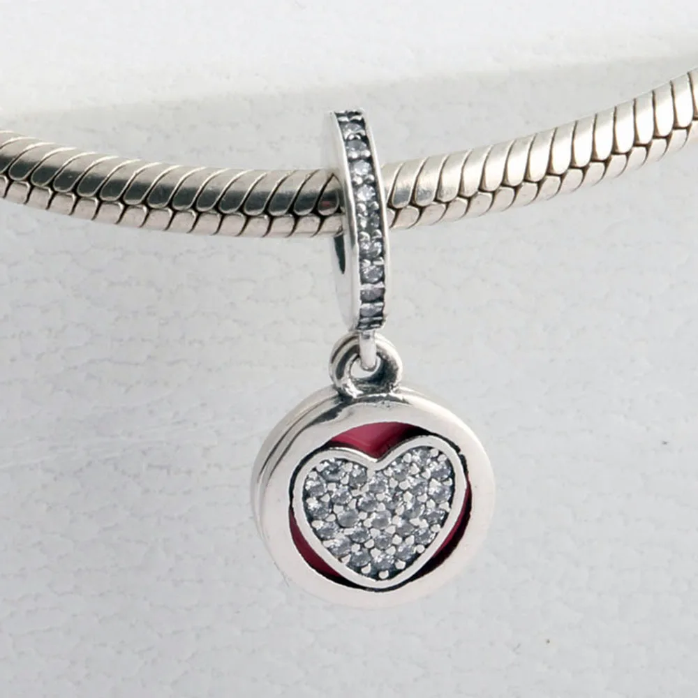 

Authentic 925 Sterling Silver Charm Heart Crystal Glaze Pendant Beads For Original Pandora Charm Bracelets & Bangles Jewelry