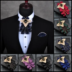 New casual fashion Men's male female Handmade British woman 3pcs set bow tie Business Korean Wedding pocket towel SET