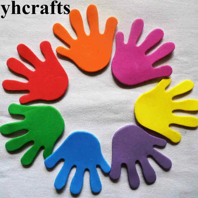 1bag/LOT.Hand shape foam stickers Kindergarten handmade ornament,Early educational crafts Scrapbooking kit Classic toy Wholesale