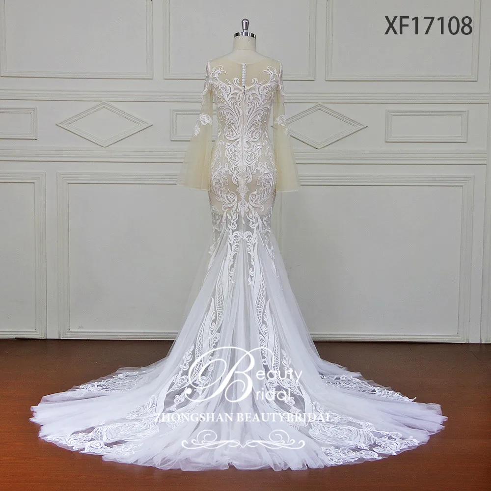 Custom made flower weddin Good Quality Wedding Dresses Button back Appliques Bridal GownsVestido De Novias Wedding Dress XF17108