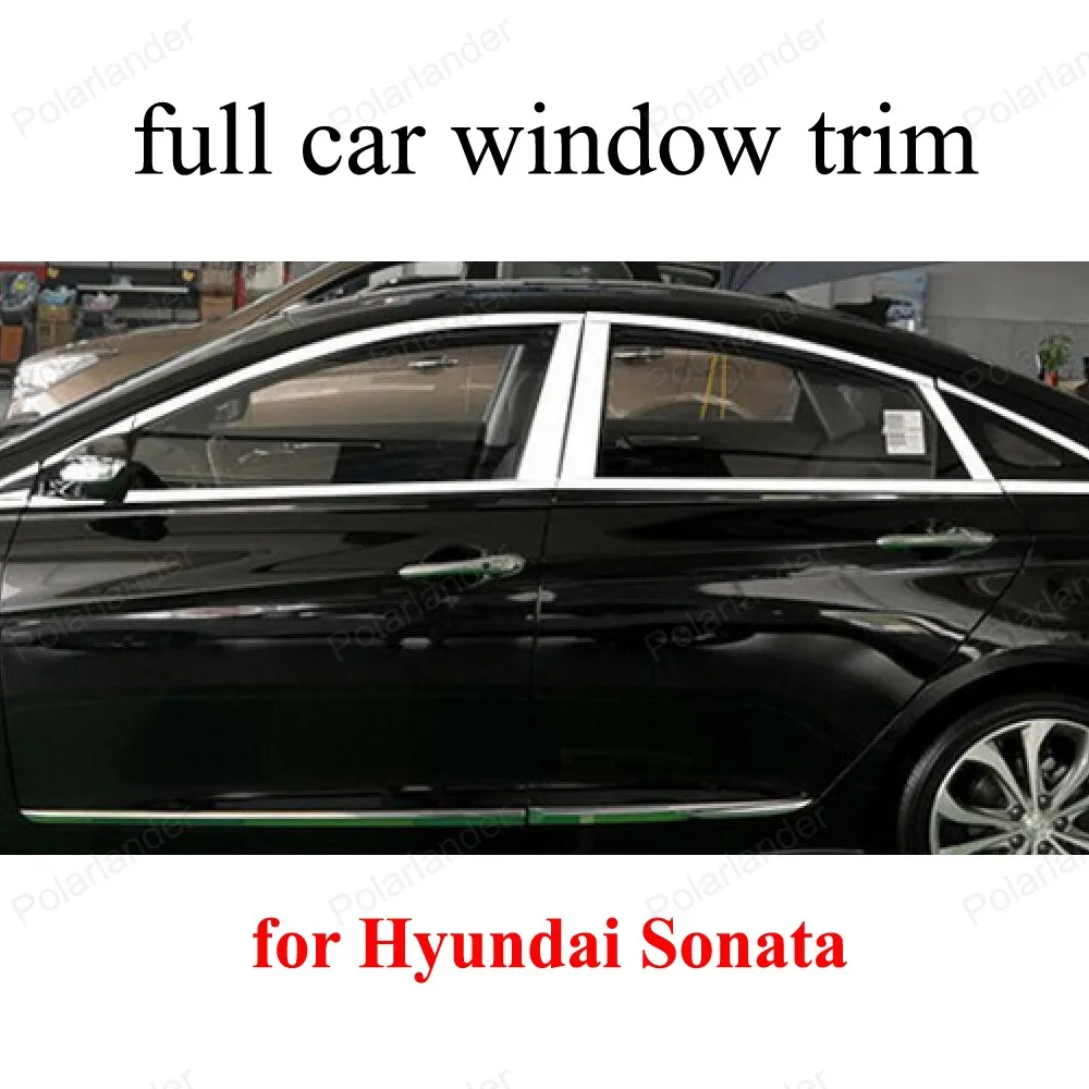 Exterior Accessories full Window Trim  Stainless Steel for H-yundai Sonata with center pillar Decoration Strips