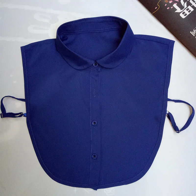 

False Collar Solid Blue Color Women Detachable Lapel Shirt Fake Choker Nep Kraag Shirt Faux Necklace Office Lady Lapel