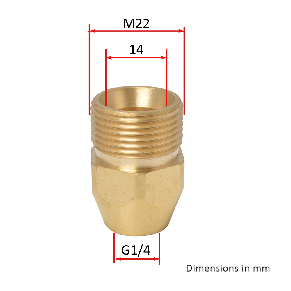 High Pressure Washer Car Washer Brass Connector Adapter M22 Male + G1/4 Female