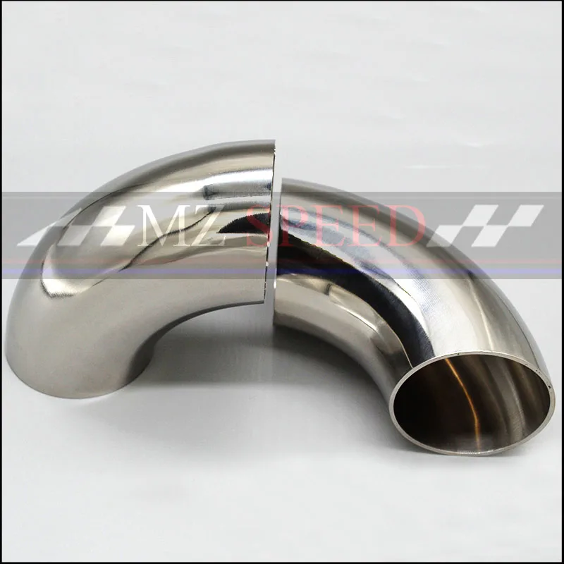 51mm 60mm 63mm 76mm OD Sanitary Butt Weld 90 Degree Elbow Bend Pipe 304 stainless steel car exhaust pipe muffler welded pipe